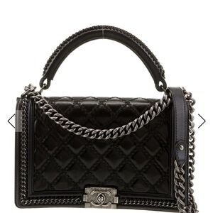 Chanel Chain Handle Boy Flap Bag Large
